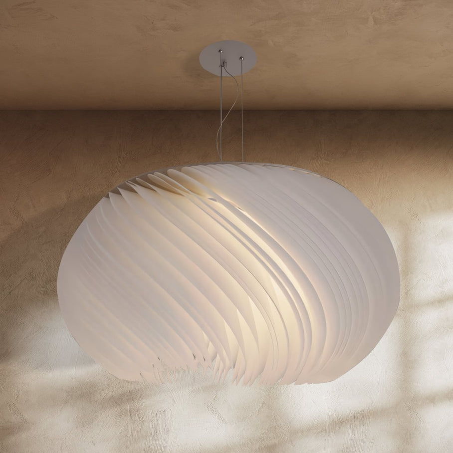 Japandi Curved Metal & Opal Glass Chandelier – Malakos - Japandi