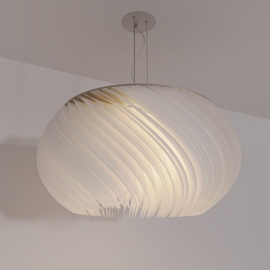 Japandi Curved Metal & Opal Glass Chandelier – Malakos - Japandi