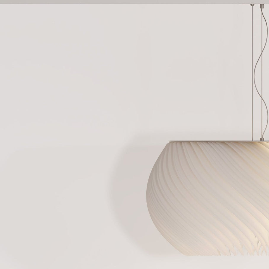 Japandi Curved Metal & Opal Glass Chandelier – Malakos - Japandi