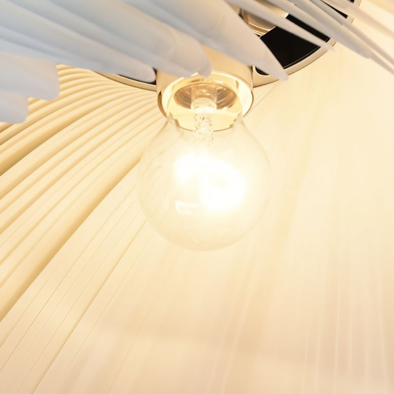 Japandi Curved Metal & Opal Glass Chandelier – Malakos - Japandi
