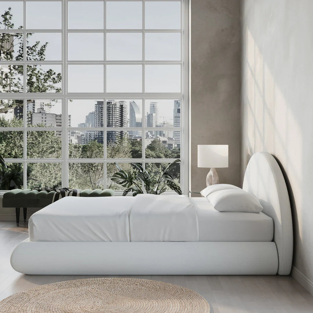 Japandi Bed with Arched Headboard - Japandi