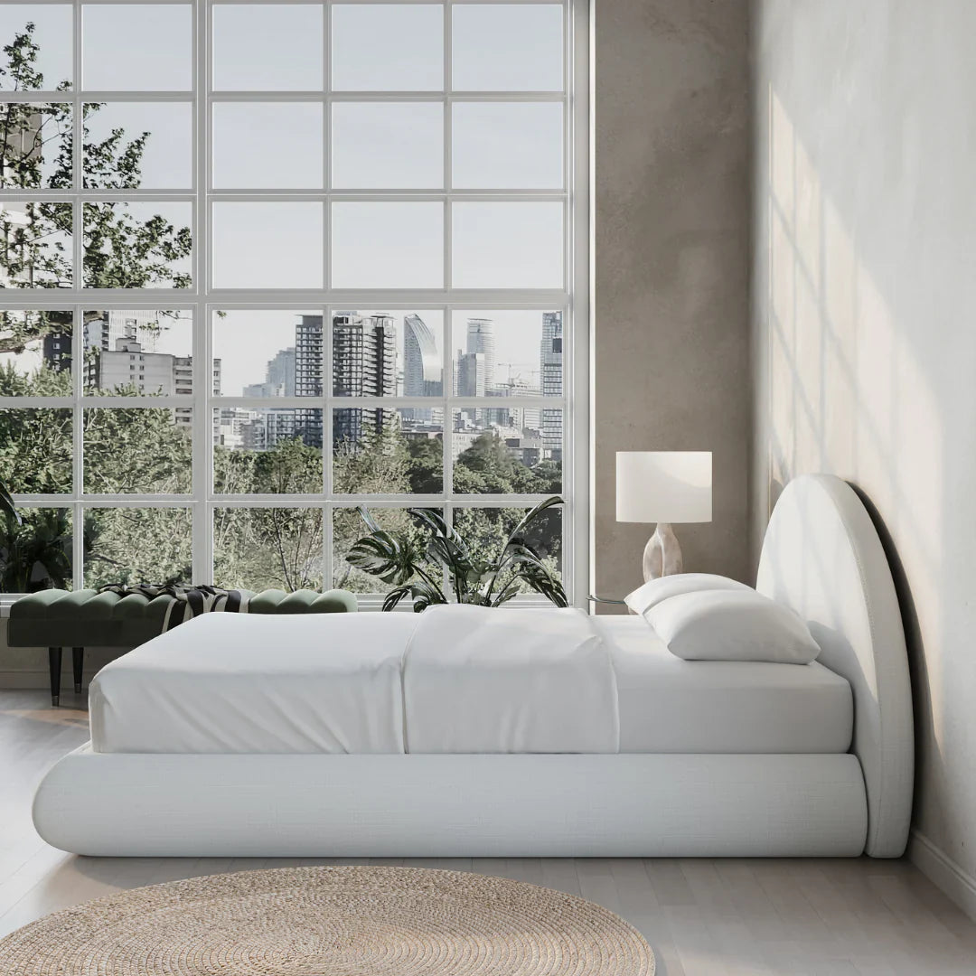 Japandi Bed with Arched Headboard - Japandi