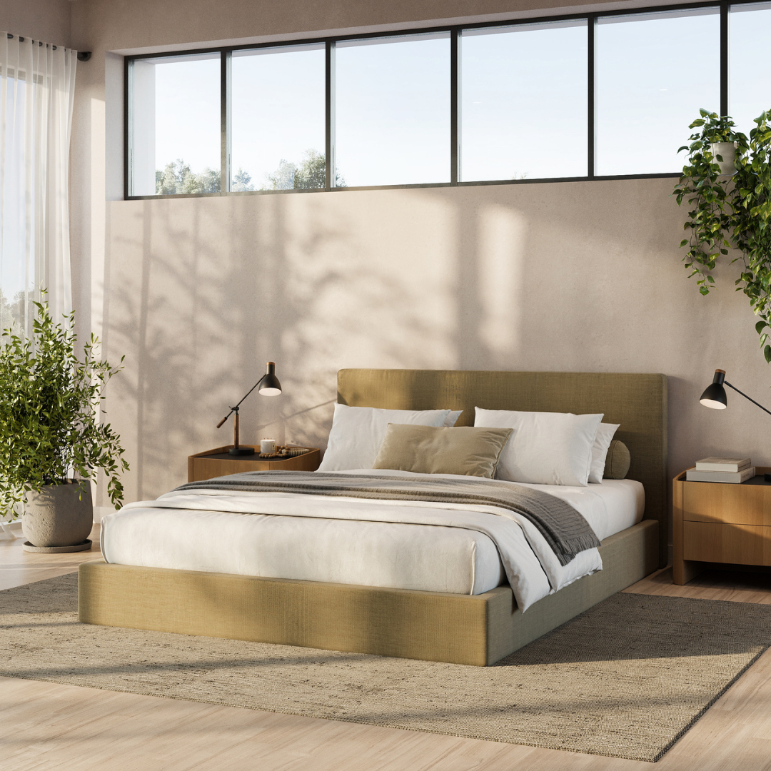 Japandi Sage Green Bed - Japandi