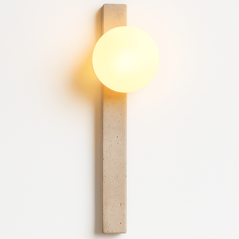 Japandi Rectangular Travertine Wall Lamp – Olorva - Japandi
