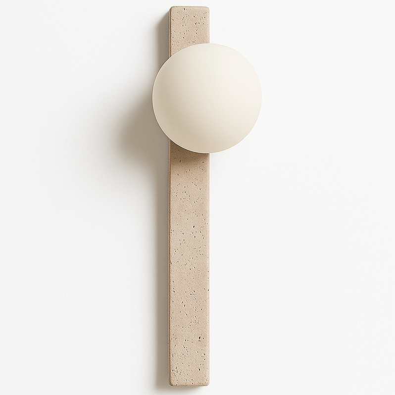 Japandi Rectangular Travertine Wall Lamp – Olorva - Japandi
