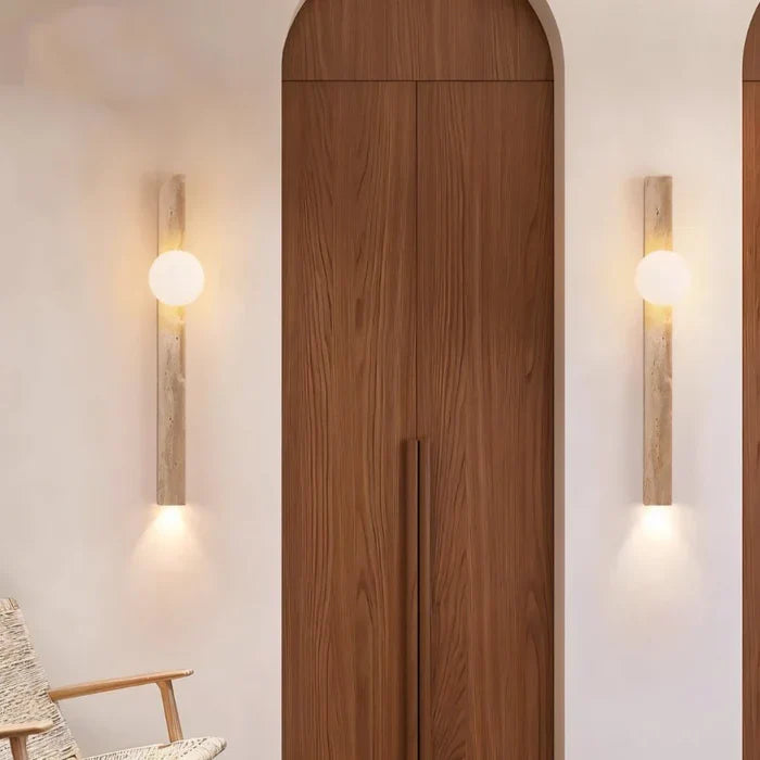 Japandi Rectangular Travertine Wall Lamp – Olorva - Japandi