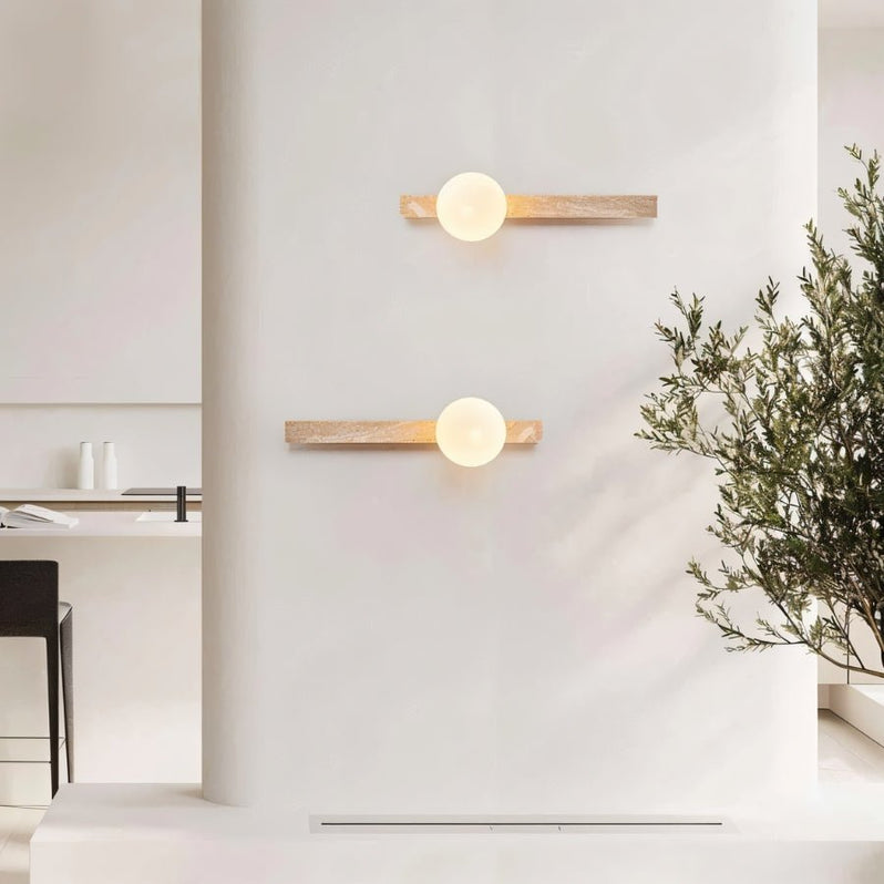 Japandi Rectangular Travertine Wall Lamp – Olorva - Japandi