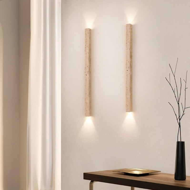 Japandi Rectangular Travertine Wall Lamp – Olorva - Japandi