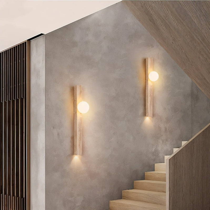 Japandi Rectangular Travertine Wall Lamp – Olorva - Japandi