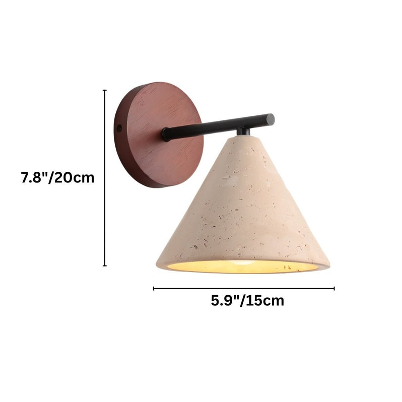 Japandi Carved Travertine Wall Lamp With Brass Detail – Omicil - Japandi