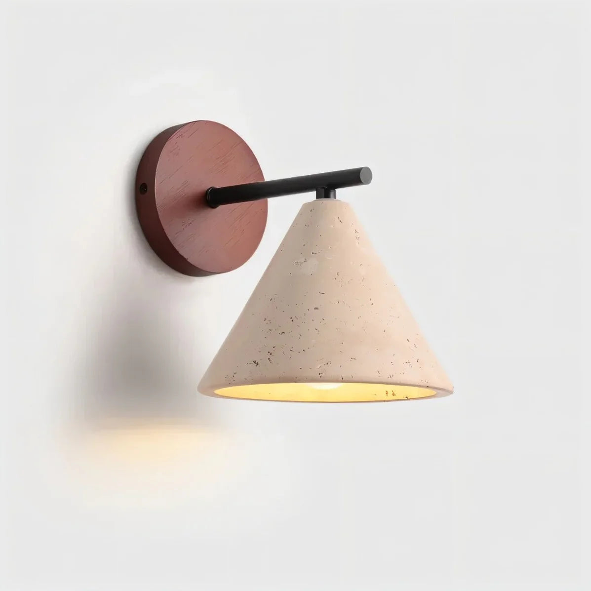 Japandi Carved Travertine Wall Lamp With Brass Detail – Omicil - Japandi