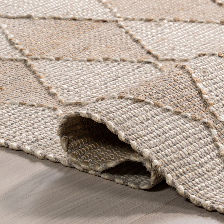 Japandi Natural Diamond Trellis Rug - Japandi