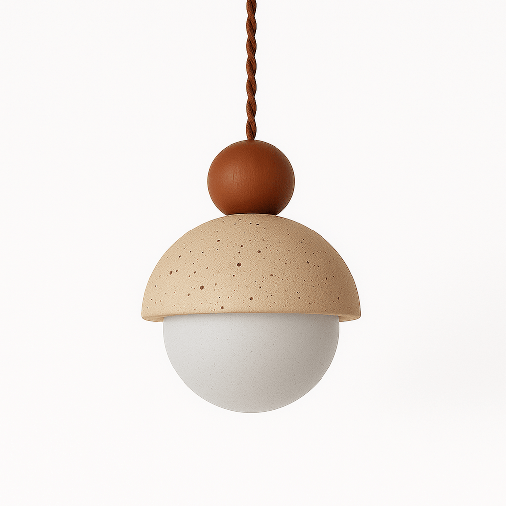 Japandi Stone & Brass Pendant Light – Palermo - Japandi