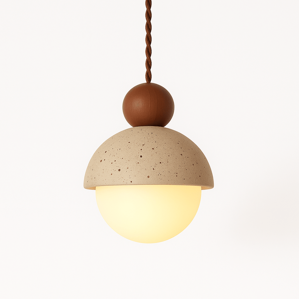 Japandi Stone & Brass Pendant Light – Palermo - Japandi