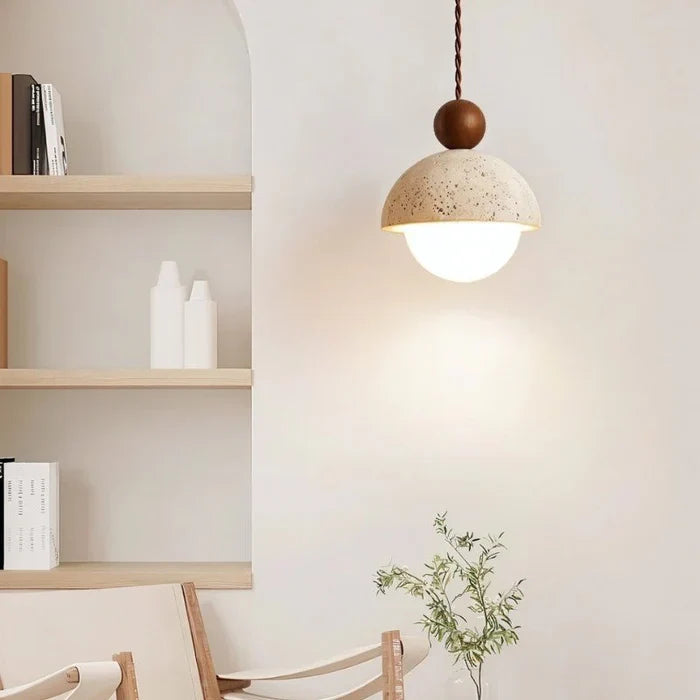Japandi Stone & Brass Pendant Light – Palermo - Japandi