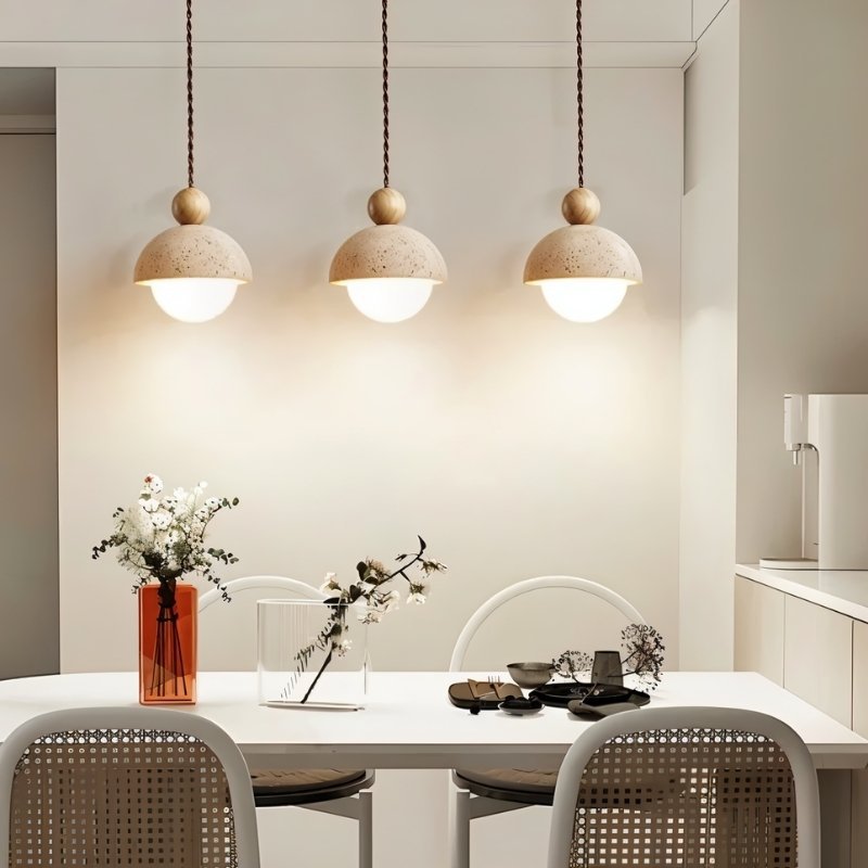 Japandi Stone & Brass Pendant Light – Palermo - Japandi