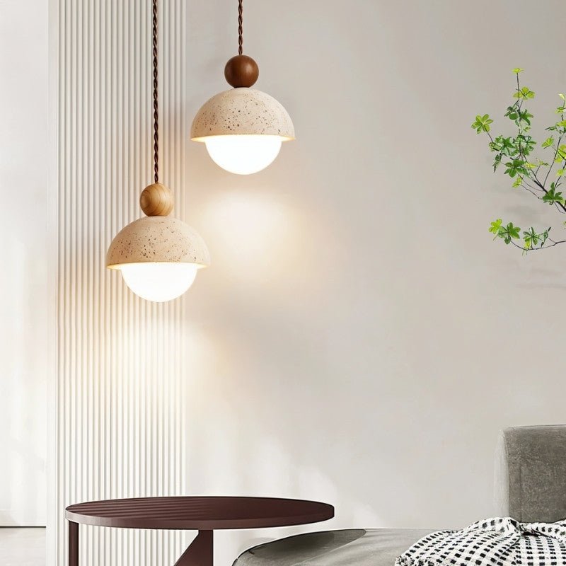 Japandi Stone & Brass Pendant Light – Palermo - Japandi