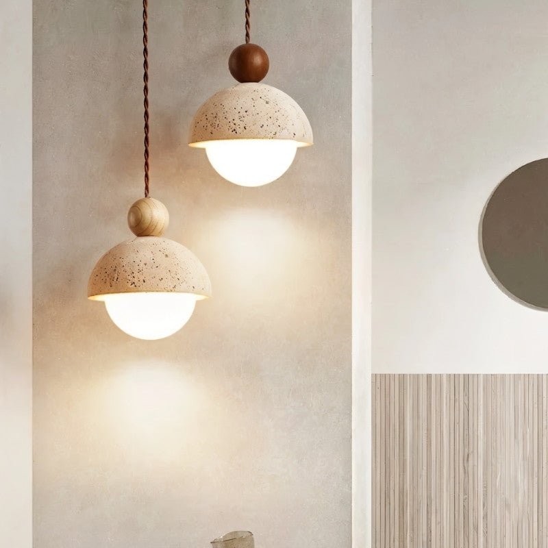 Japandi Stone & Brass Pendant Light – Palermo - Japandi