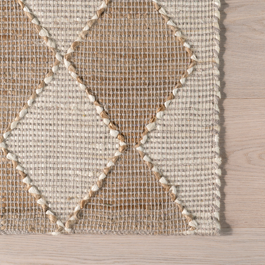 Japandi Natural Diamond Trellis Rug - Japandi