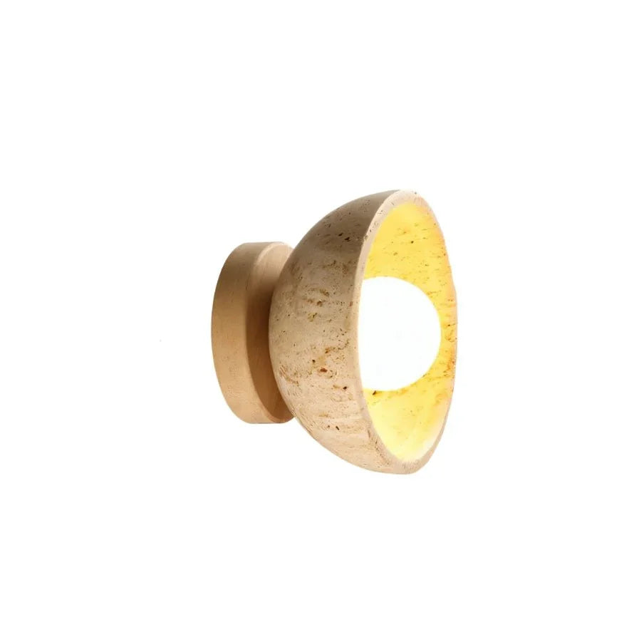 Japandi Travertine Wall Lamp With Vertical Slits – Pulkit - Japandi