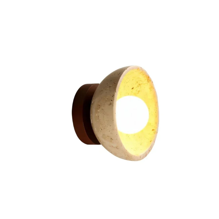 Japandi Travertine Wall Lamp With Vertical Slits – Pulkit - Japandi