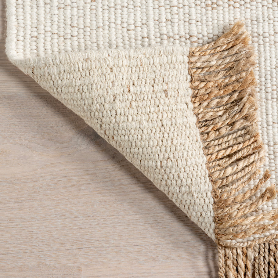 Japandi Rust Striped Fringed Rug - Japandi