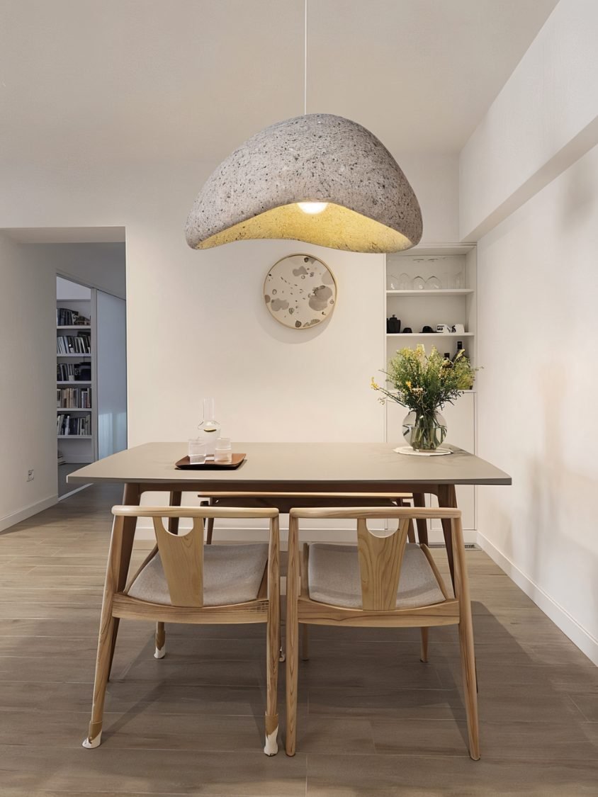 Japandi Textured Beige Pendant Light – Shibui Sand - Japandi