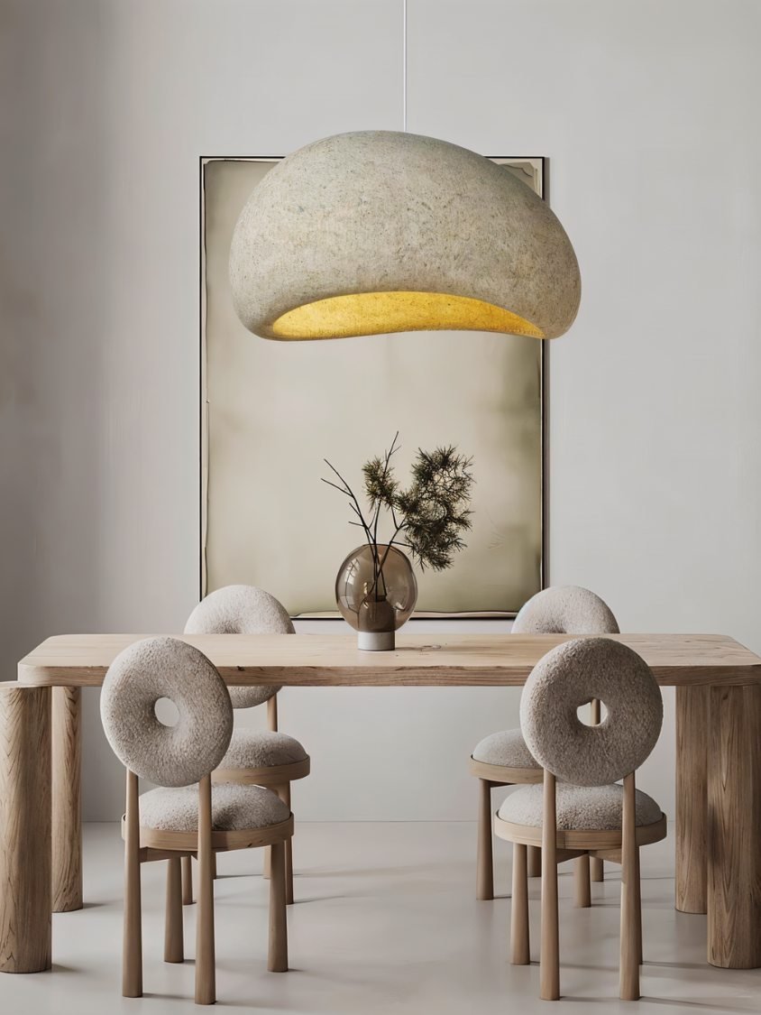 Japandi Textured Beige Pendant Light – Shibui Sand - Japandi