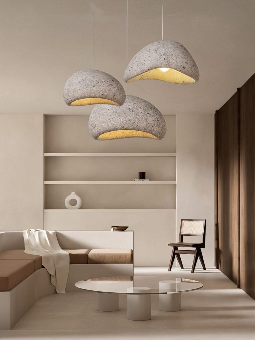 Japandi Textured Beige Pendant Light – Shibui Sand - Japandi