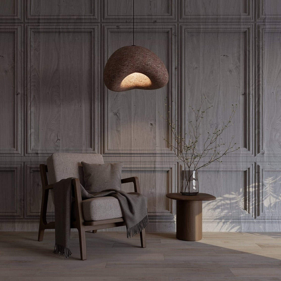 Japandi Textured Beige Pendant Light – Shibui Sand - Japandi