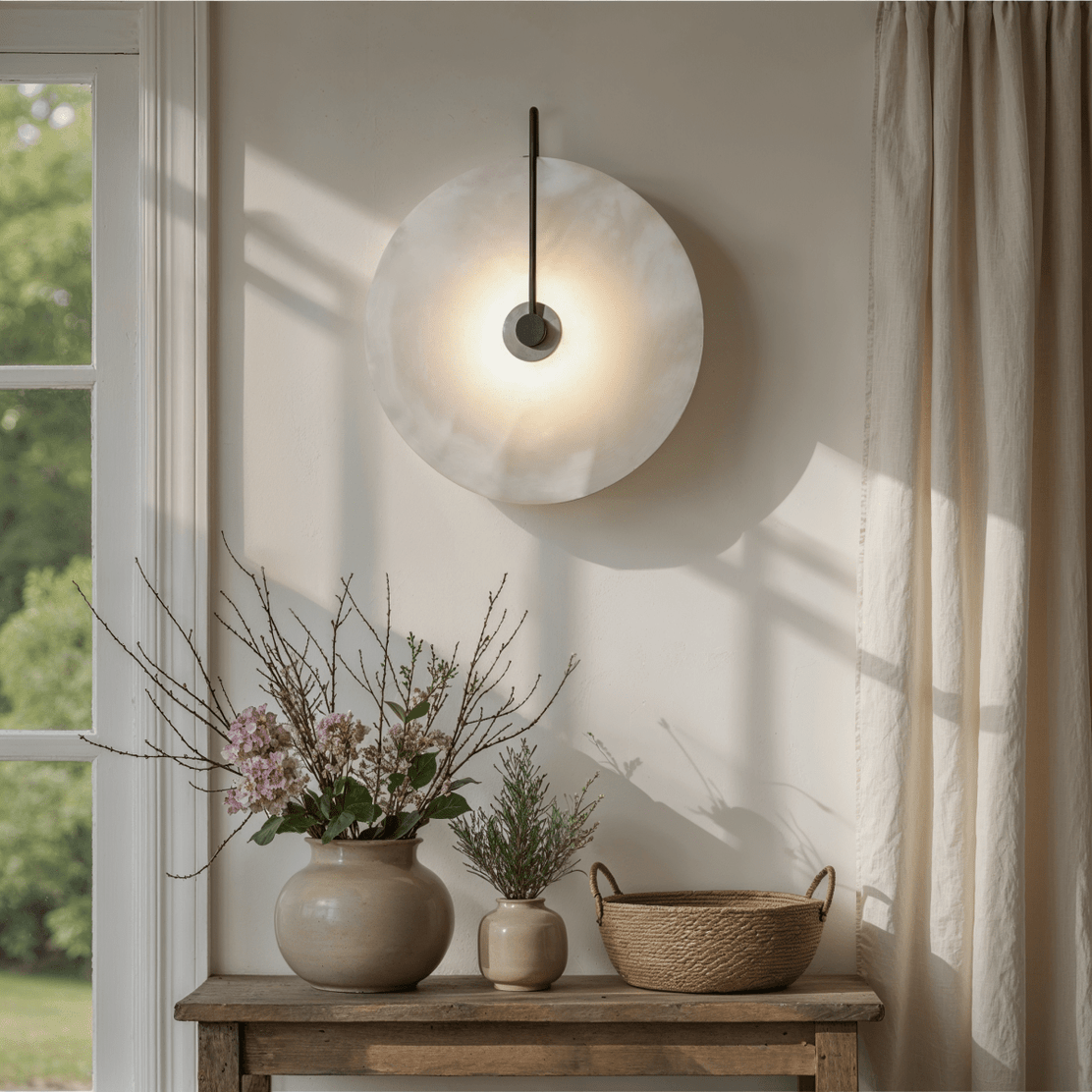 Japandi Sculpted Alabaster Wall Lamp – Sivac - Japandi