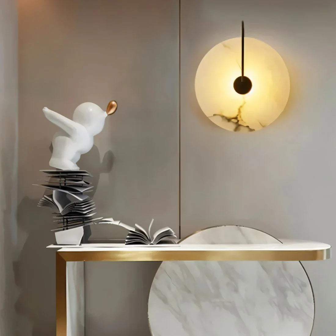 Japandi Sculpted Alabaster Wall Lamp – Sivac - Japandi