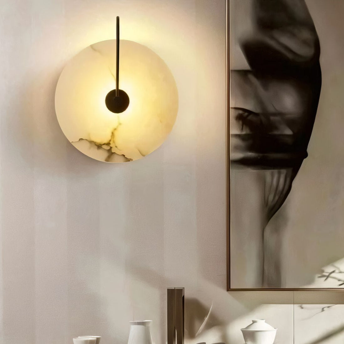 Japandi Sculpted Alabaster Wall Lamp – Sivac - Japandi