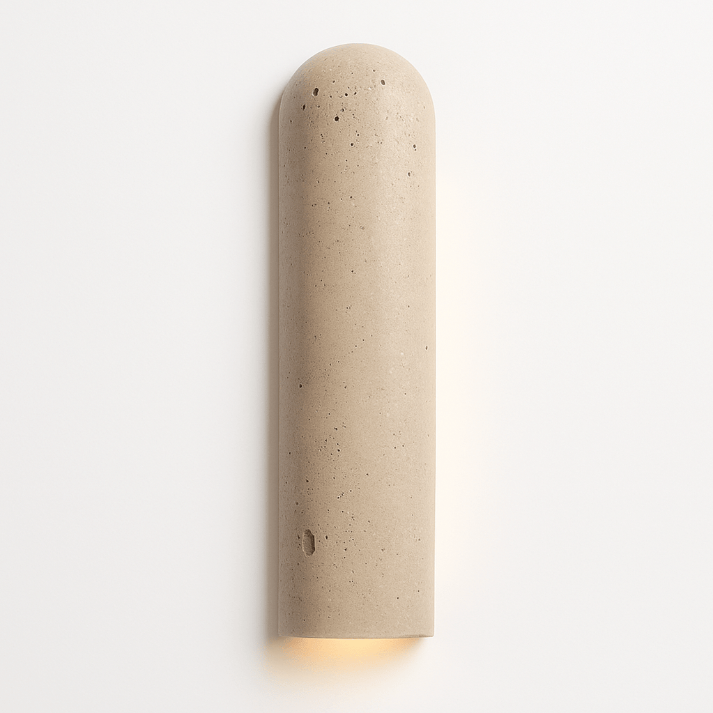 Japandi Cylindrical Travertine Wall Lamp – Solon - Japandi