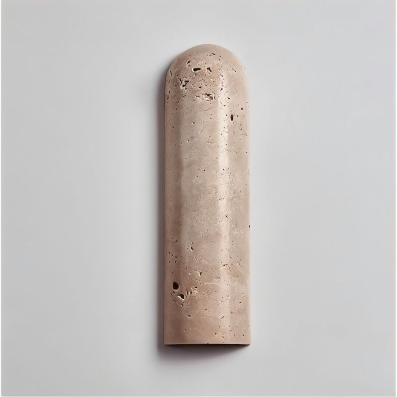 Japandi Cylindrical Travertine Wall Lamp – Solon - Japandi