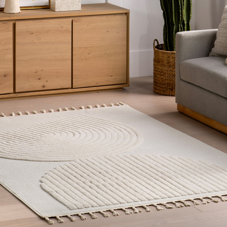 Japandi Arc Tasseled Rug - Japandi