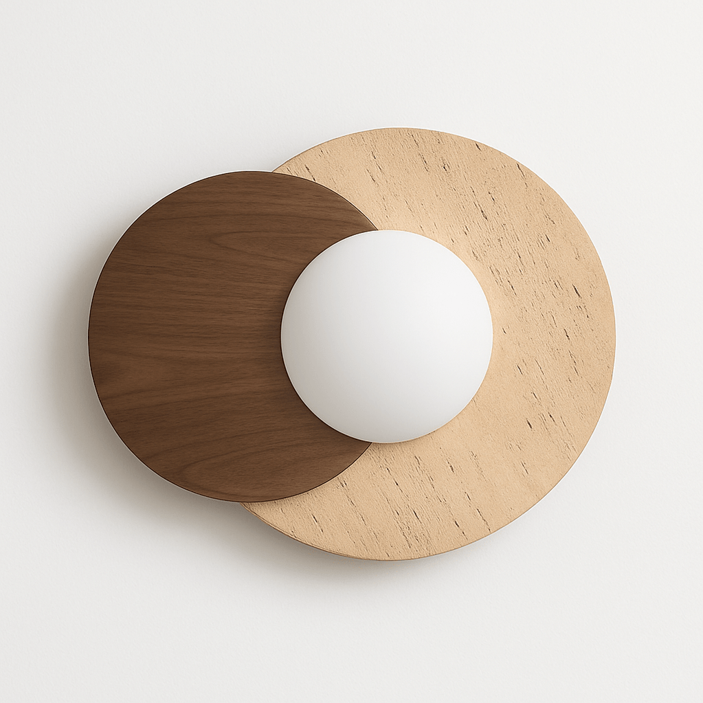 Japandi Slab Travertine Wall Lamp With Brass Base – Teus - Japandi