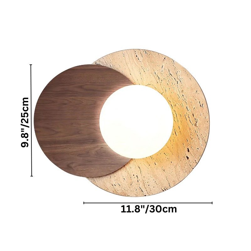 Japandi Slab Travertine Wall Lamp With Brass Base – Teus - Japandi