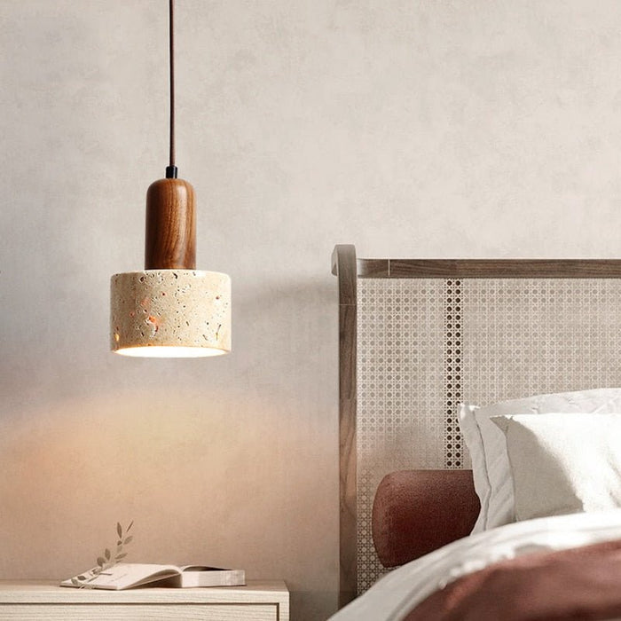 Japandi Travertine Stone Pendant Light – Travertine - Japandi