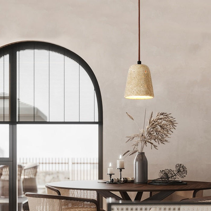 Japandi Travertine Stone Pendant Light – Travertine - Japandi