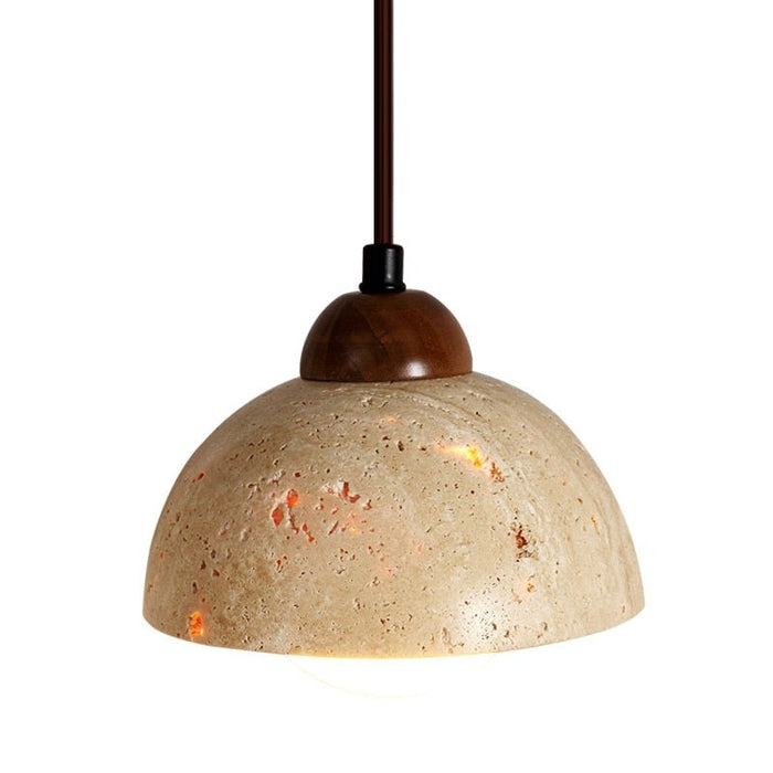 Japandi Travertine Stone Pendant Light – Travertine - Japandi