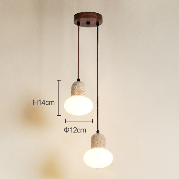 Japandi Travertine Stone Pendant Light – Travertine - Japandi