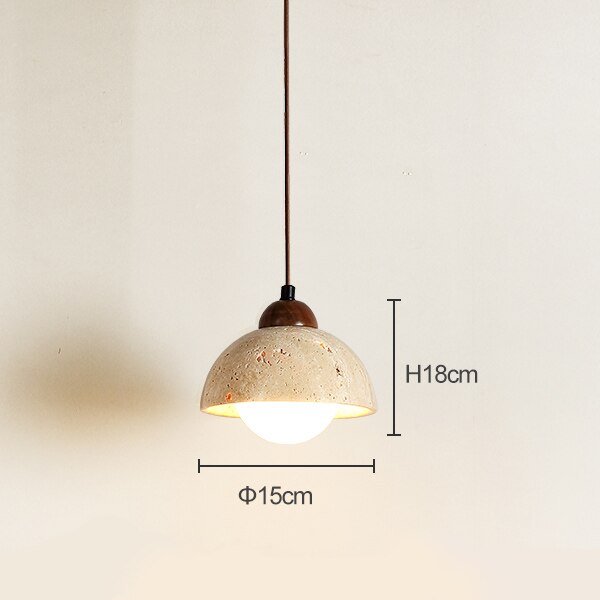 Japandi Travertine Stone Pendant Light – Travertine - Japandi