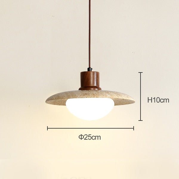 Japandi Travertine Stone Pendant Light – Travertine - Japandi