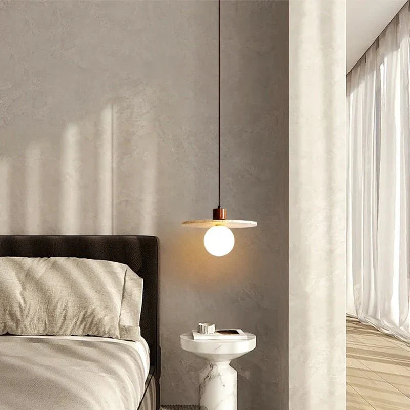 Japandi Travertine Stone Pendant Light – Travertine - Japandi