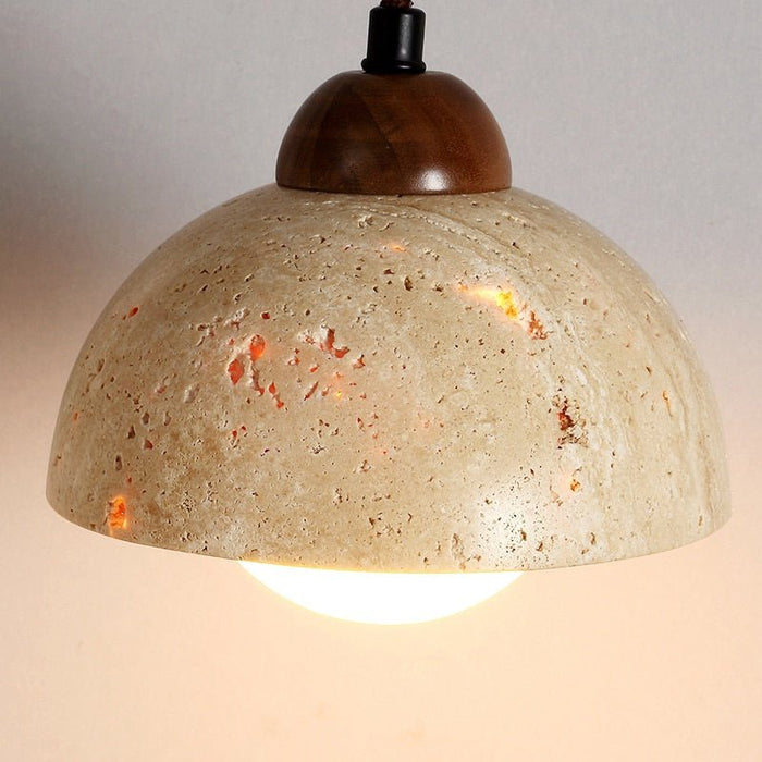 Japandi Travertine Stone Pendant Light – Travertine - Japandi
