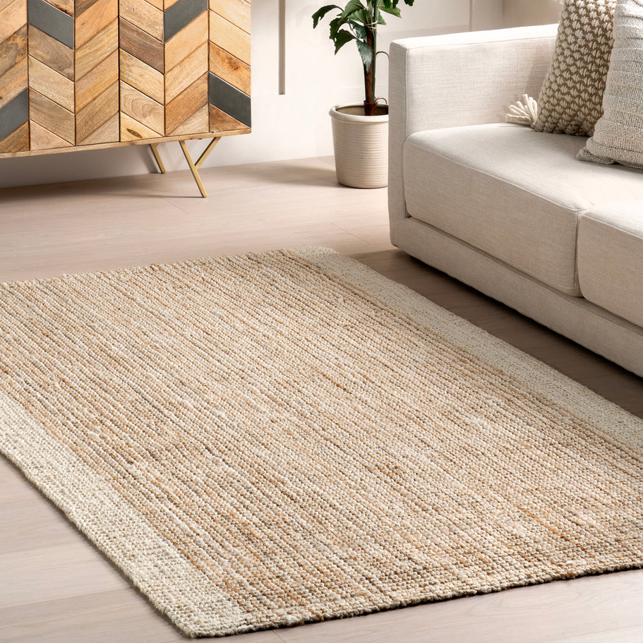 Japandi Ivory Jute Bordered Rug - Japandi