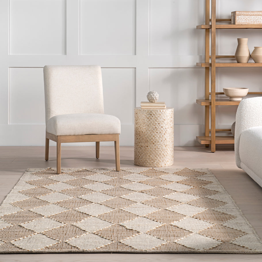 Japandi Natural Diamond Trellis Rug - Japandi