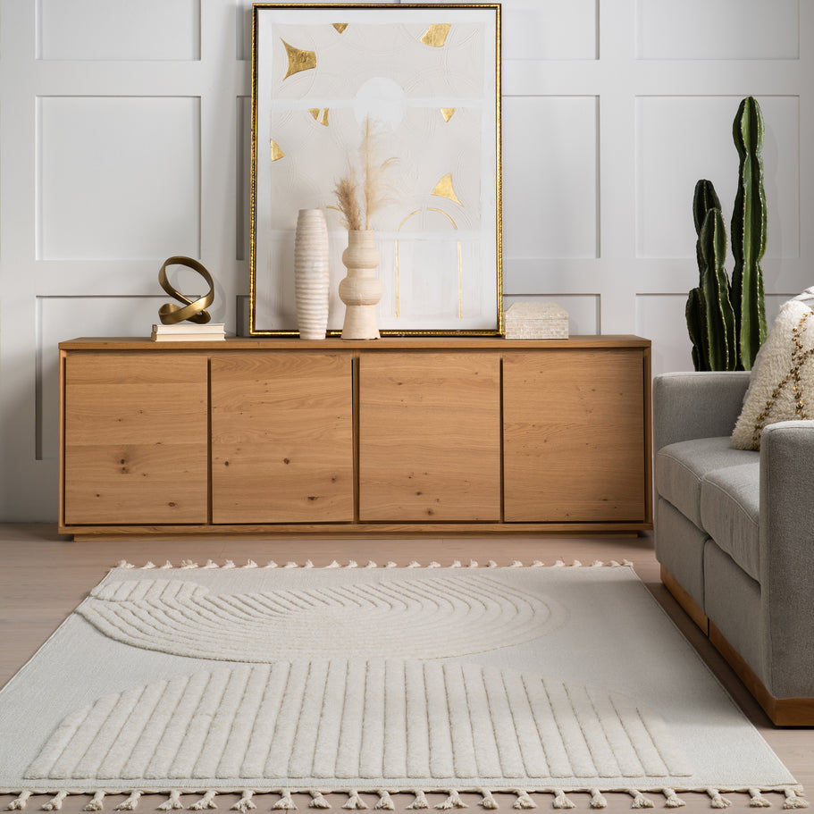 Japandi Arc Tasseled Rug - Japandi