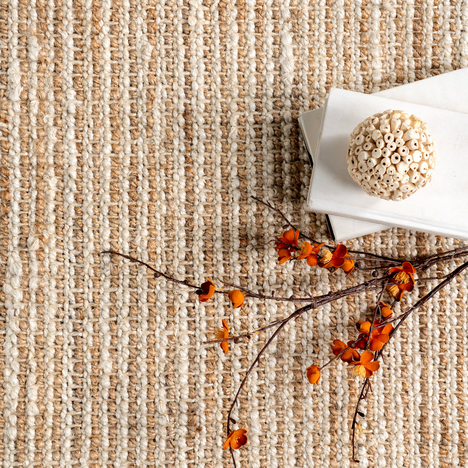 Japandi Ivory Jute Bordered Rug - Japandi